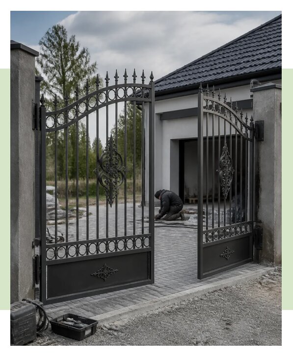 Распашные кованые ворота под ключ для дома и участка в Домодедове